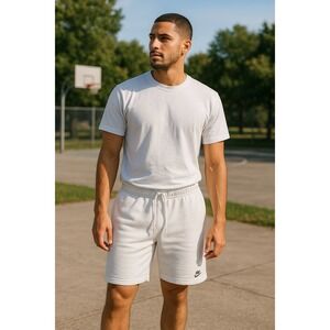 Nike Shorts Men's‎ Small White Drawstring Athleisure Knee Length Basketball Gym